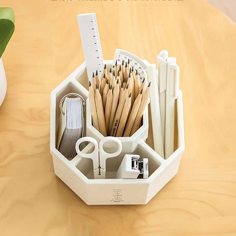 360° Rotating Pen Holder Desk Accessories Large Capacity Pencil Storage Box Desktop Organizer School Office Stationery