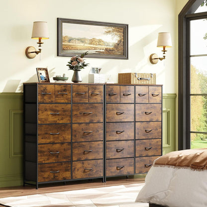 Tall Dresser for Bedroom with 12 Drawers, Dressers & Chests of Drawers, Fabric Dresser for Closet, Living Room, Storage Dressers with Storage Drawers, Steel Frame, Wood Top