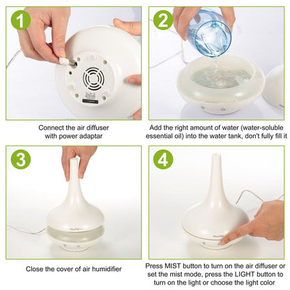 Ultrasonic Cool Mist Humidifier 200ml Aroma Essential Oil Diffuser with Colorful Lights Waterless Auto Off for Office Home Yoga Spa