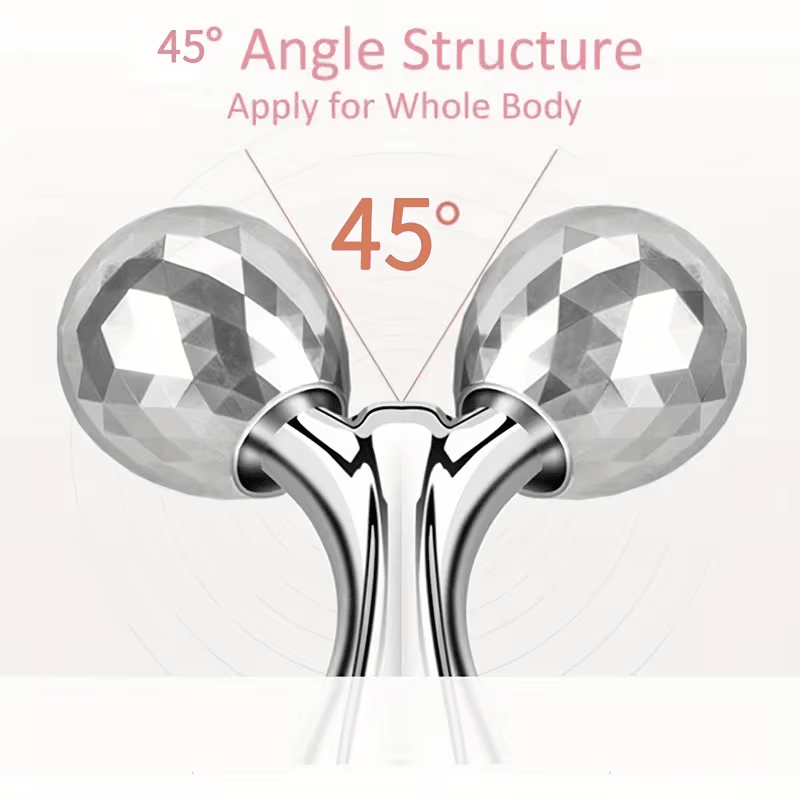 1 piece 3D manual roller massager, 2 pieces circular Y-shaped 360° rotating face, neck and full body relaxation device, facial massage relaxation beauty and skincare tool, silver
