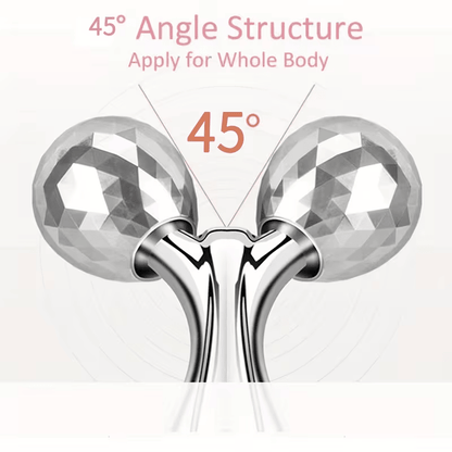 1 piece 3D manual roller massager, 2 pieces circular Y-shaped 360° rotating face, neck and full body relaxation device, facial massage relaxation beauty and skincare tool, silver