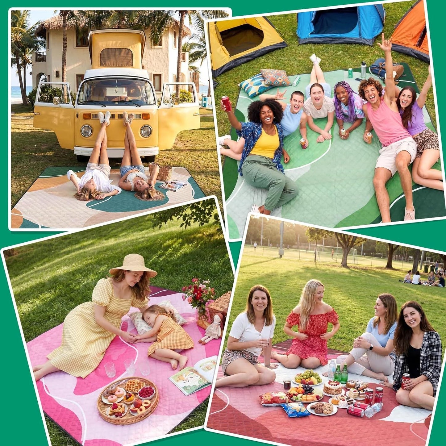 Waterproof Picnic Blanket Outdoor Camping Beach Mat Extra Large Foldable Car Essential Roadtrip Gadget Rv Accessories Glamping Tent Gear Must Haves Hiking Stuff Backpacking Necessities Gift