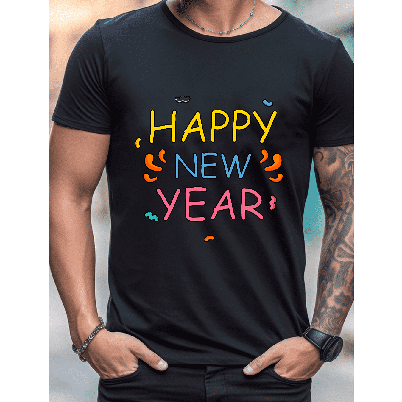 2025 New Year Cotton T-Shirt for Men - Stylish & Comfortable Short Sleeve Tee for All Seasons