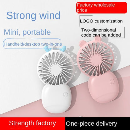 USB mini fan cartoon handheld fan portable desktop charging home electric fan gift