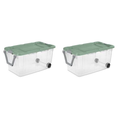 Extra Large Storage Bin, 160 Quart Wheeled Clear Plastic Storage Container with Handle, Gray, Pack of 2