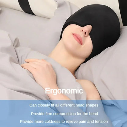 360° Migraine Relief Gel Hat - Hot Cold Therapy Pain Mask for Instant Relief & Pressure Release with Eye Masks Included