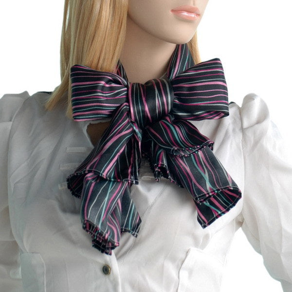 Blando Black Irregular Stripe Chic Exquisitely Soft Luxuriant Silky Scarf/Wrap/Shawl(Large)