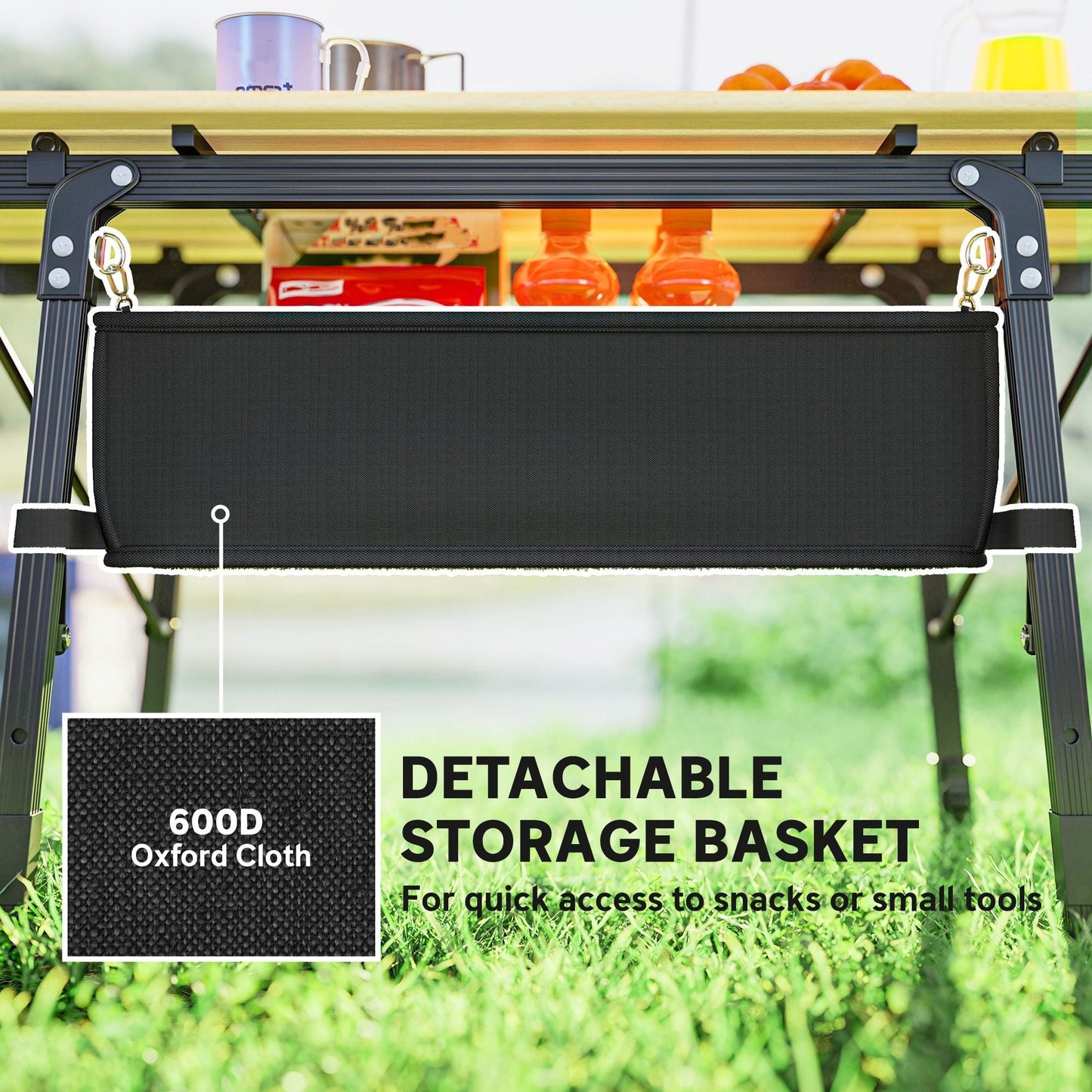 3ft Aluminum Small Folding Table, Portable Camping Table with Storage Bag, Carry Bag for Outdoor Picnic BBQ, Brown