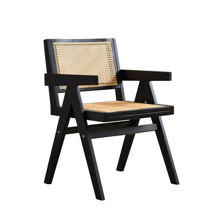 Vintage Solid Wood Rattan Chair, Arm Chair,Dining Chiar, For Dining Room, living Room, Outdoor, Natural