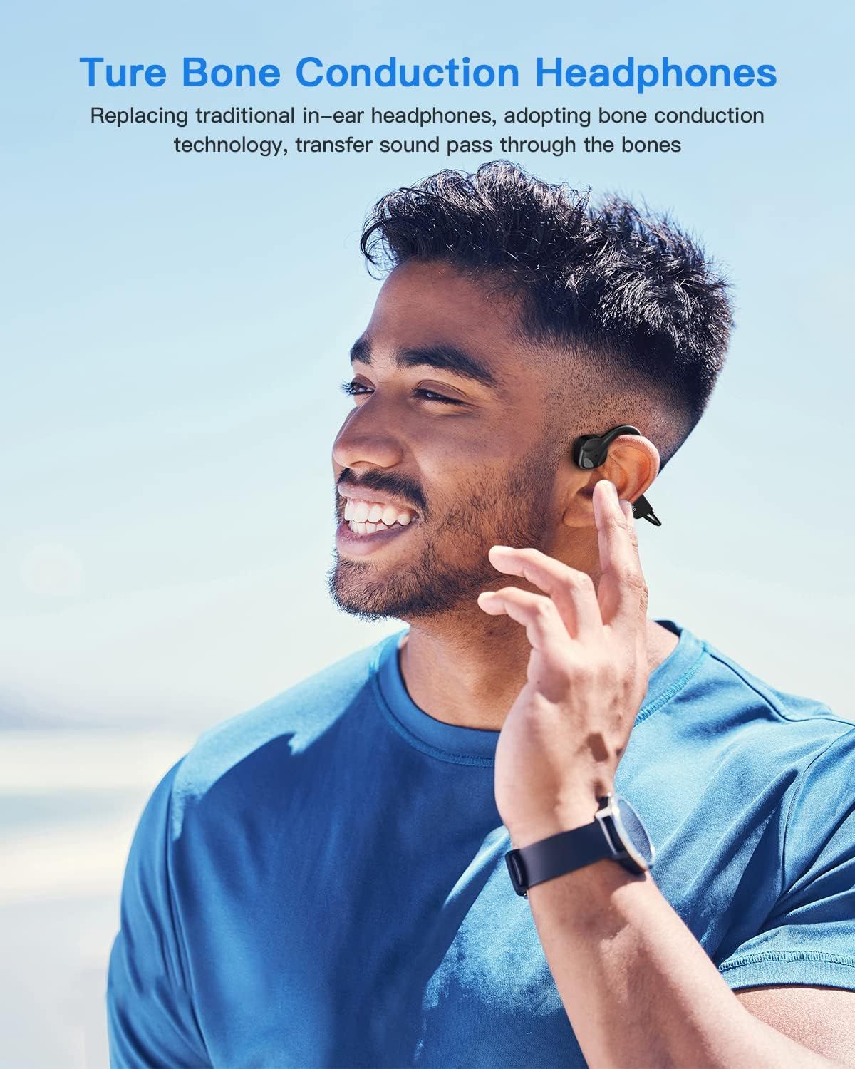 Sport Wireless Bone Conduction Earphones – Open-Ear Safety Design, IPX6 Sweat-proof, 8 Hrs Call
