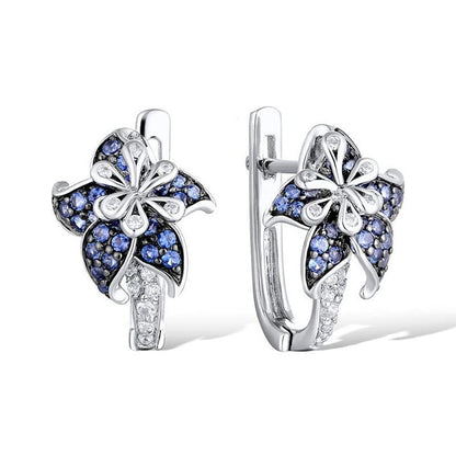 Double Flower Earrings Inlaid Shiny Zircon Elegant Ear Jewelry Gift For Birthday / Valentine's Day / Anniversary