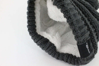 Fear0 NJ Warmest Plush Insulated Lining Knit Cable Cuff Fold Beanie Hat Women