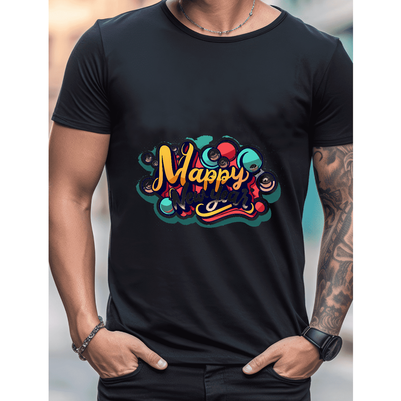 2025 New Year Cotton T-Shirt for Men - Stylish & Comfortable Short Sleeve Tee for All Seasons