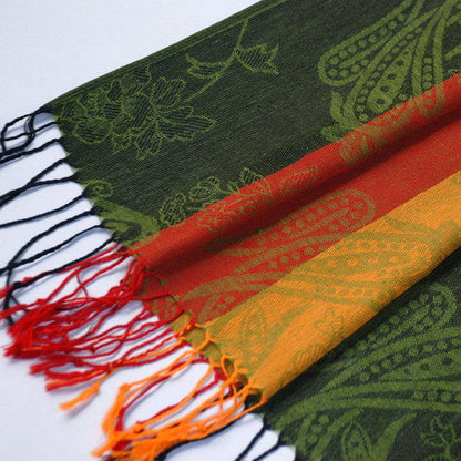 Blancho Bedding -Pa-a82-6 Multi-Colors Rose & Paisley National Style Exquisite Soft Tassel Ends Pashmina/Shawl/Scarf