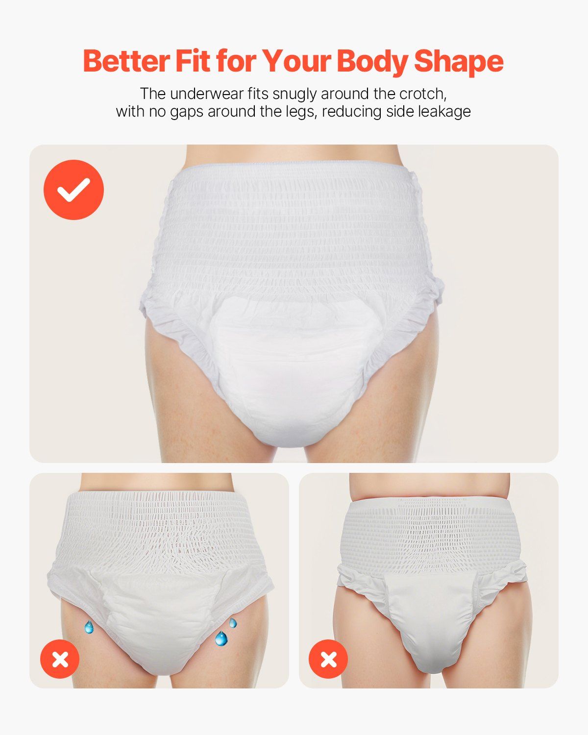 High Absorbency Adult Incontinence Underwear for Men & Women - Leakproof & Comfortable Disposable Pull-ups with Wetness Indicator, Size M, Pack of 64
