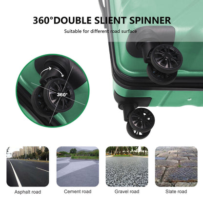 3-Piece Luggage Sets (20", 24", 28"), Suitcase with Wheels, Hardside Suitcase With Four Spinner Wheels and Scratch-Resistant Surface, Green