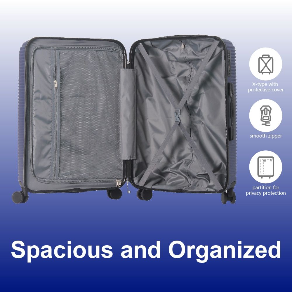 Luggage Sets ABS Hardshell 3pcs Luggage, Lightweight Durable Suitcase sets Spinner Wheels Suitcase with TSA Lock 20''24''28'' Available(Blue)