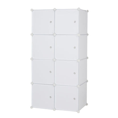 8 Cube Organizer Stackable Plastic Cube Storage Shelves Design Multifunctional Modular Closet Cabinet with Hanging Rod RT