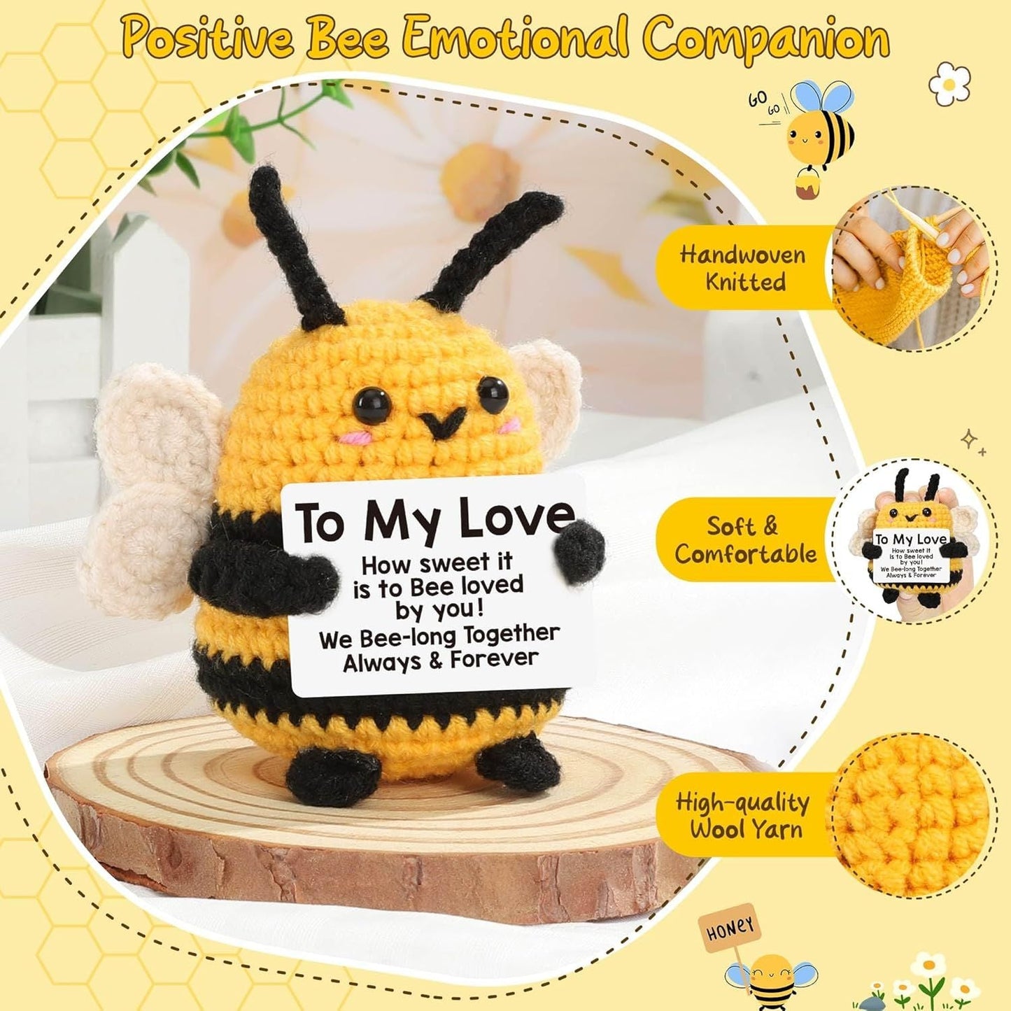 Valentines Day Romantic I Love You Gifts for Him Her, to My Love Boyfriend Girlfriend Husband Wife Mothers Day Birthday Gifts for Couples Wedding Anniversary Cute Handmade Crochet Bee