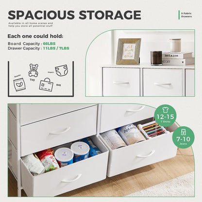 Dresser For Bedroom With 9 Fabric Storage Drawer Wardrobe Tall Chest Organizer Closet Adult Kids Clothes Cabinet Furniture