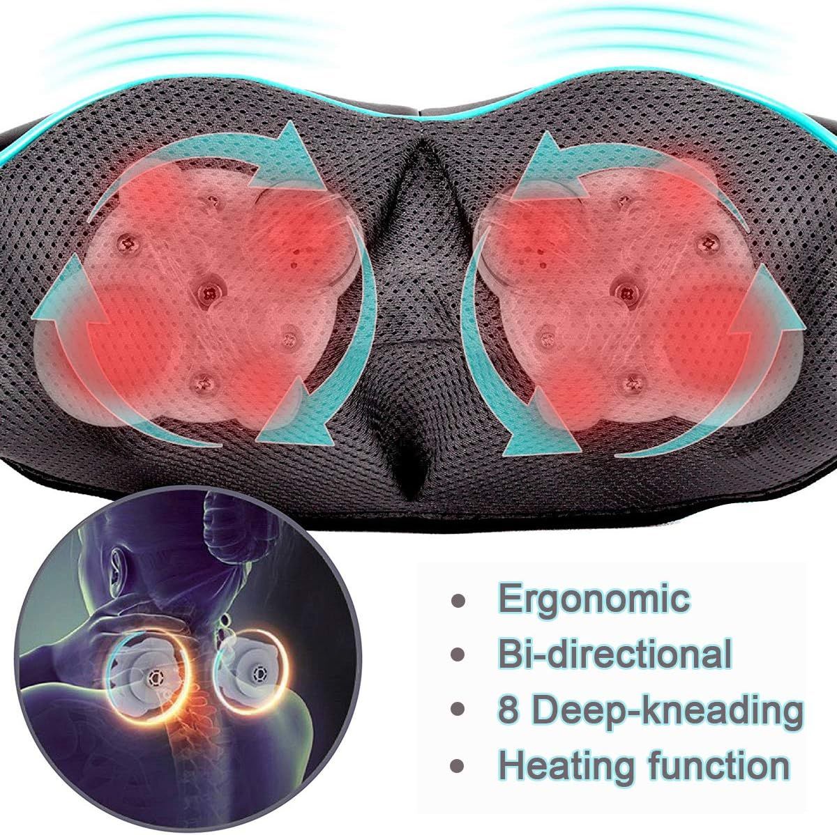 Shiatsu Neck Massager for Pain Relief – Deep Kneading Back Shoulder Massage with Heat – Ideal for Valentine's Day, Christmas, Mother's Day, Father's Day, Gifts for Men Women Mom Dad Her Him