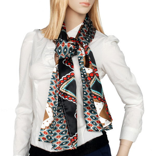 Blando Black Tone Fantastic Multi-Patterns Chic Natural Soft Silky Scarf/Wrap/Shawl(Small)