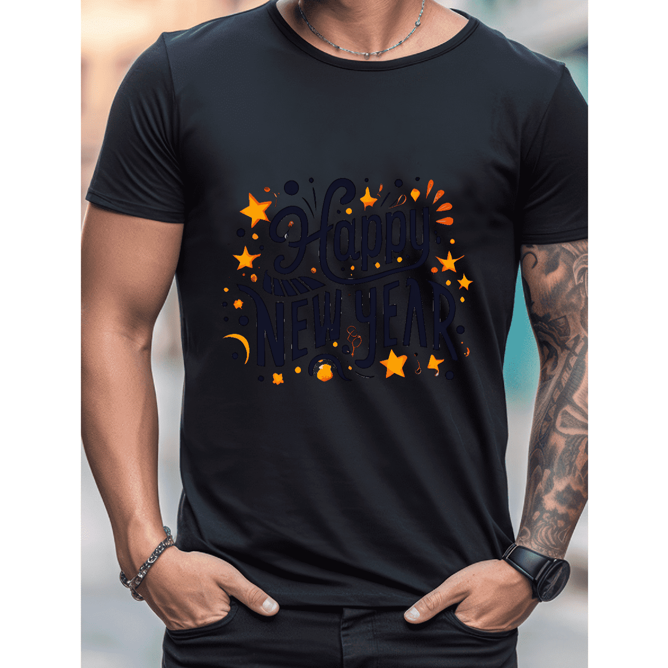 2025 New Year Cotton T-Shirt for Men - Stylish & Comfortable Short Sleeve Tee for All Seasons