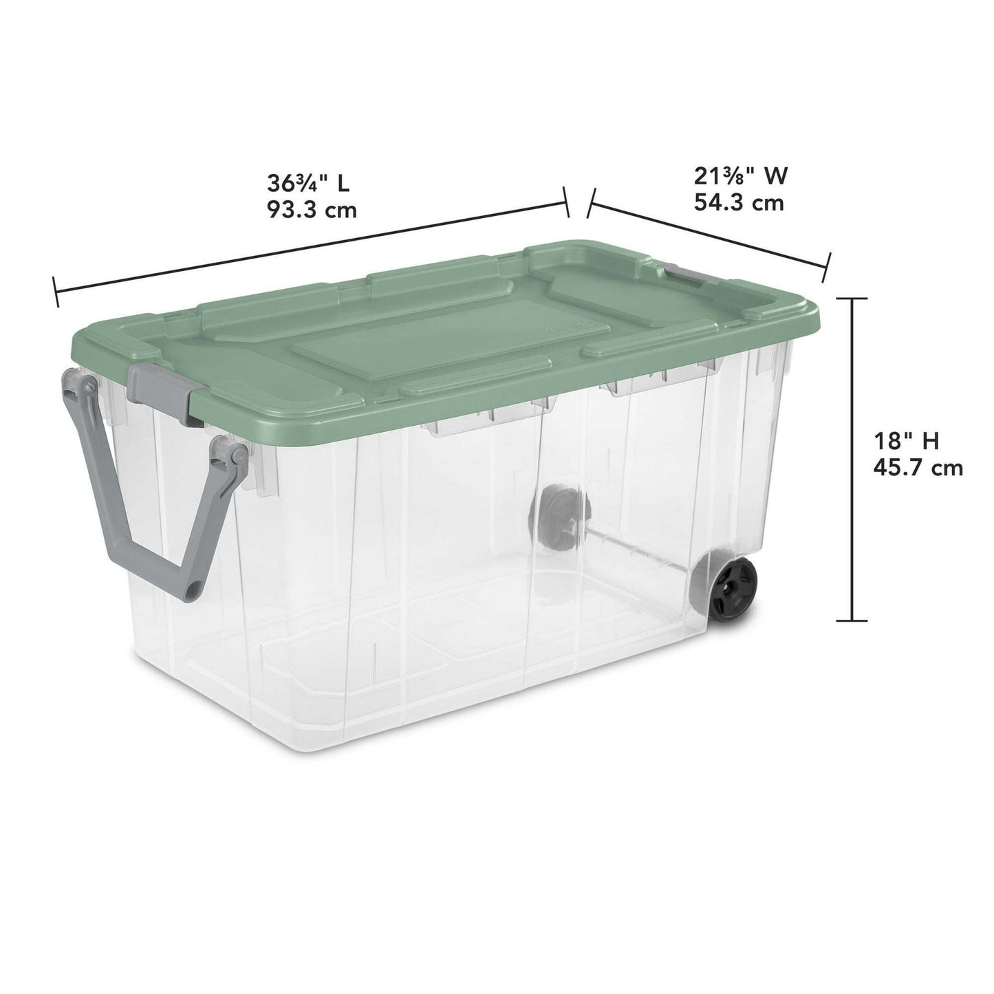 Extra Large Storage Bin, 160 Quart Wheeled Clear Plastic Storage Container with Handle, Gray, Pack of 2