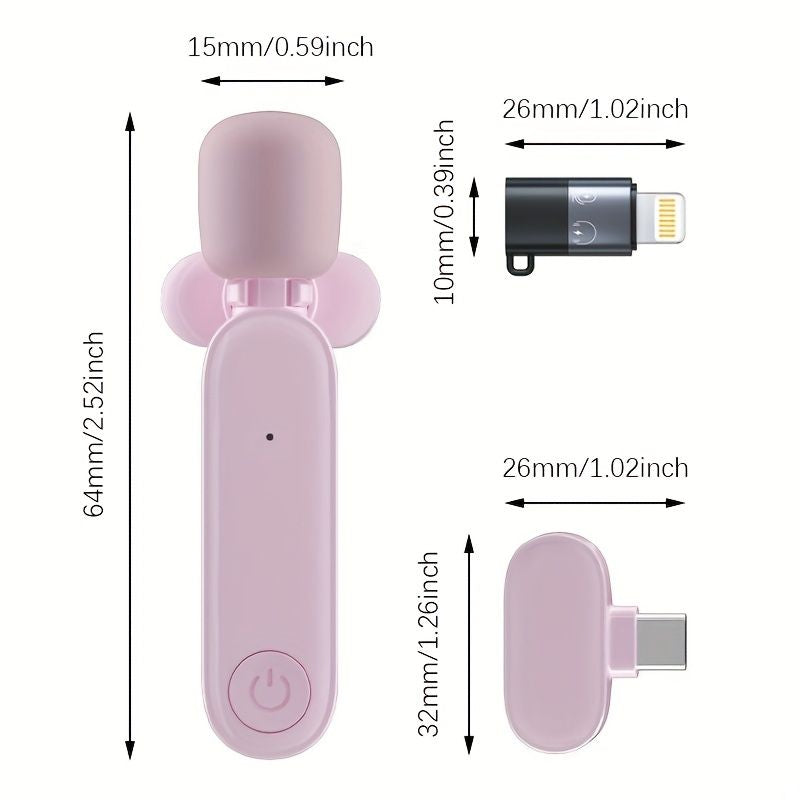 Wireless Lavalier Microphone For IPhone IPad USB C Smartphone Laptop; Plug And Play Noise Reduction Lapel Mic For TikTok YouTube Facebook Live Stream Vlog Video Recording
