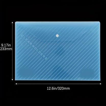5 Pcs/10 Pcs A4 Transparent Plastic Envelope File Bag, A4 Transparent File Bag, Document Data Storage Bag With Snap Button, For Office Data Storage, Document Stationery Tools Organizing Sorting