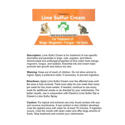 Lime Sulfur Pet Skin Cream - Pet Care and Veterinary Treatment for Itchy and Dry Skin - Safe Solution for Dog;  Cat;  Puppy;  Kitten;  Horse…