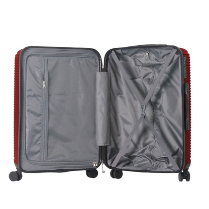 Luggage Sets ABS Hardshell 3pcs Luggage, Lightweight Durable Suitcase sets Spinner Wheels Suitcase with TSA Lock 20''24''28'' Available(WINE RED)