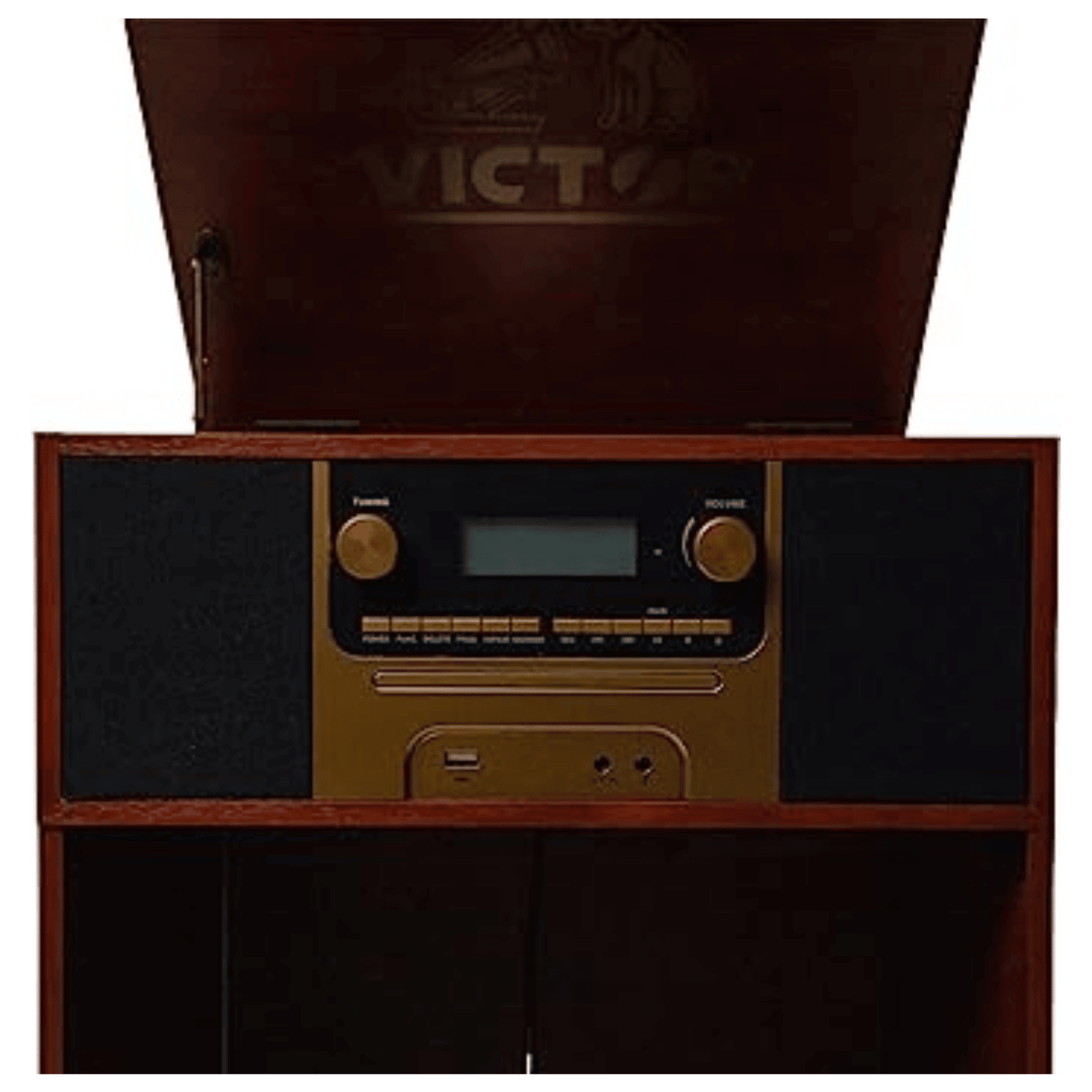 Victor Boyleston 7-in-1 3-Speed Turntable Music Center with Album Storage