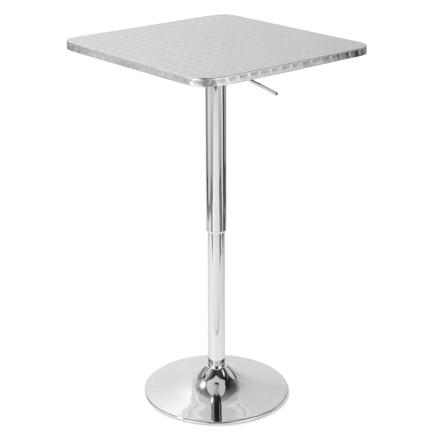 Bistro Contemporary Adjustable Square Bar Table in Silver by