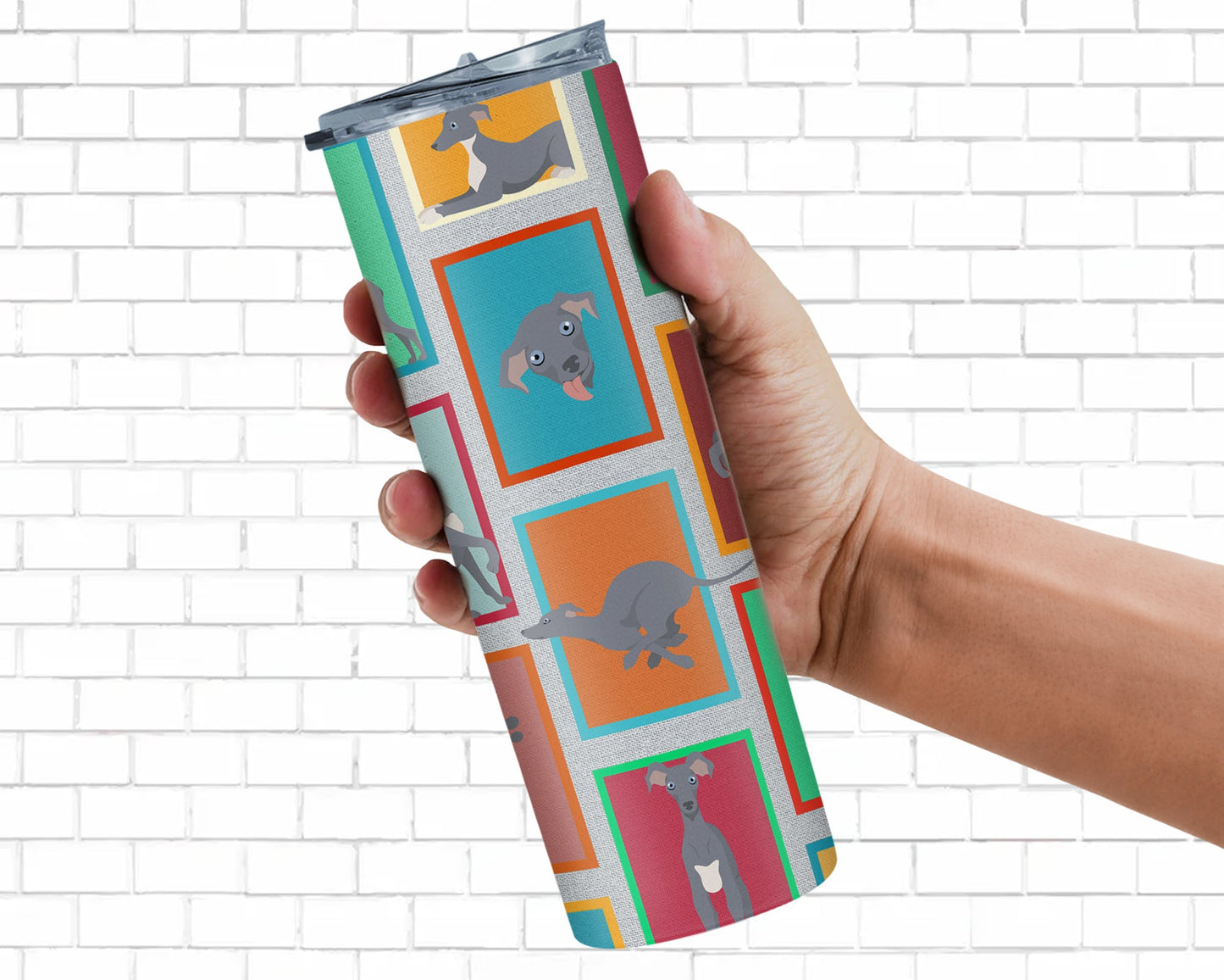 Lots of Italian Greyhound Stainless Steel Skinny Tumbler Vacuum Double Walled Reusable Insulated Tumbler Travel Cup for Coffee Cocktails Gift with Lid, 20 oz
