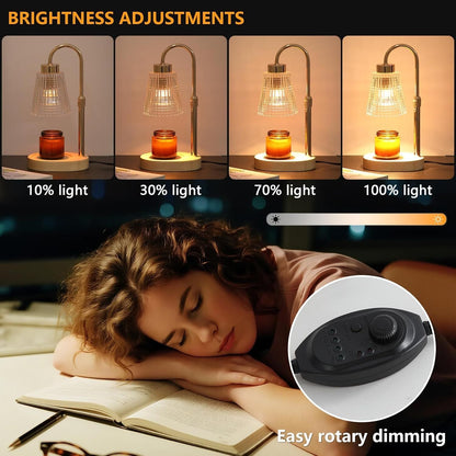 Gold Candle Warmer Lamp with Timer and Dimmer,Fragrance Electric Wax Melt Warmer with 2 Bulbs,Scented Jar Lamp,Mother's Day/Birthday/Christmas Gifts for Mom/Wife,Home Decor,Adjustable Height