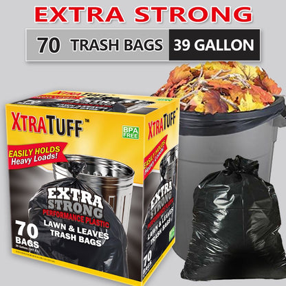 Boxed Disposable Garbage Bag 70 Pieces Puncture Tear Resistant Trash Bags, 39 Gallon Capacity, Multipurpose Cleaning Supplies For Industrial, Garden, Home, And Commercial Use - Durable, Leak-Proof