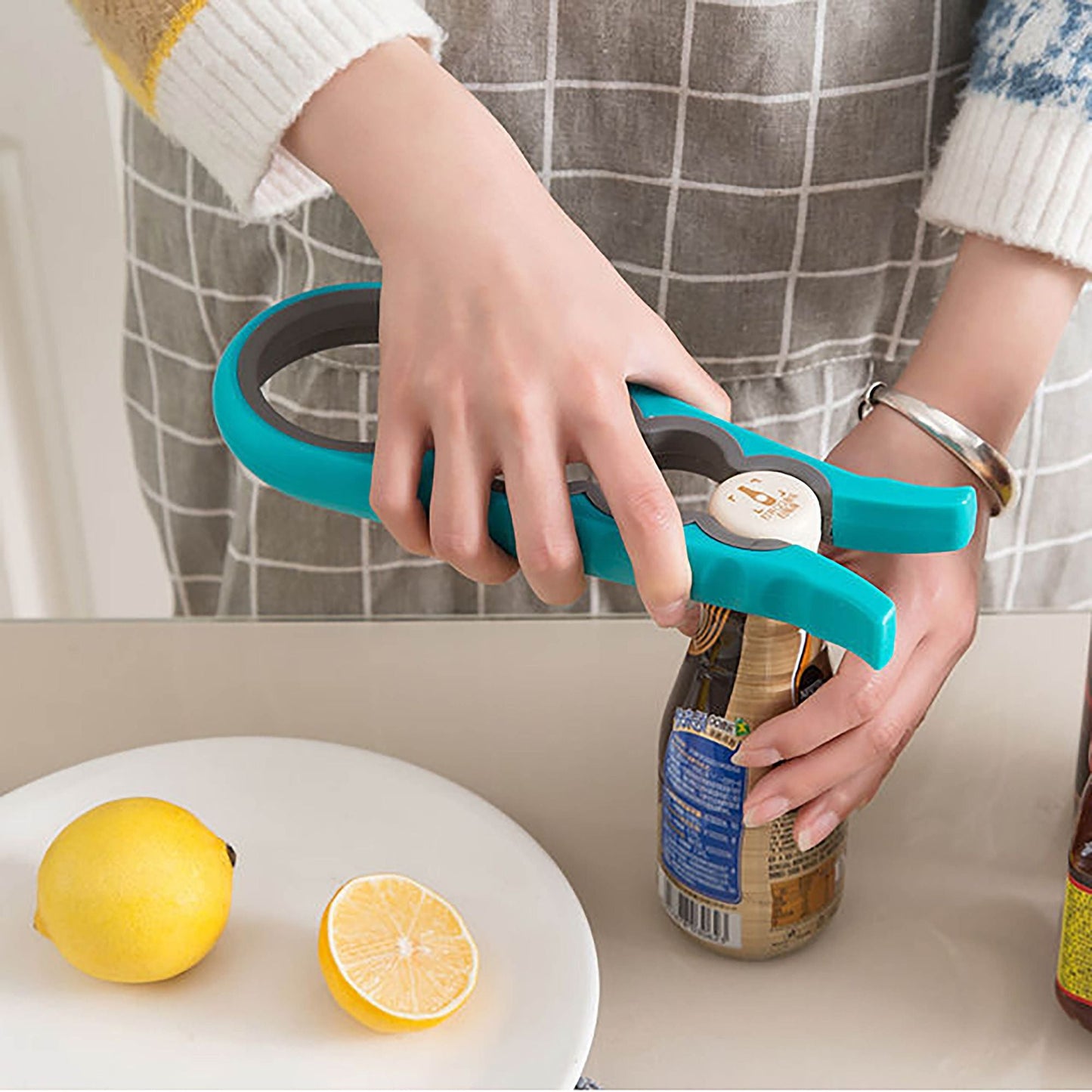 1pc Multifunctional 4-in-1 Jar Opener, Jar Gripper, Lid Opener, Can Opener, Bottle Opener For Arthritic Hands And Weak Hand, Jar Opener For Seniors With Arthritis, 9.06*3.74in/23*9.5cm