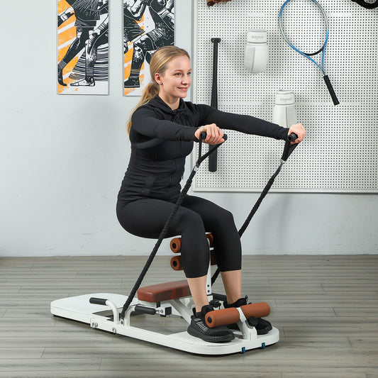 Foldable Sissy Squat Machine, Hip Thrust Machine with Push Up Stand, Multipurpose Glute Workout Equipment, White