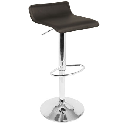 Bistro Round-Ale Contemporary Adjustable Bar Set in Silver and Chrome Metal with Brown PVC and Oval Footrest by - 3 Piece