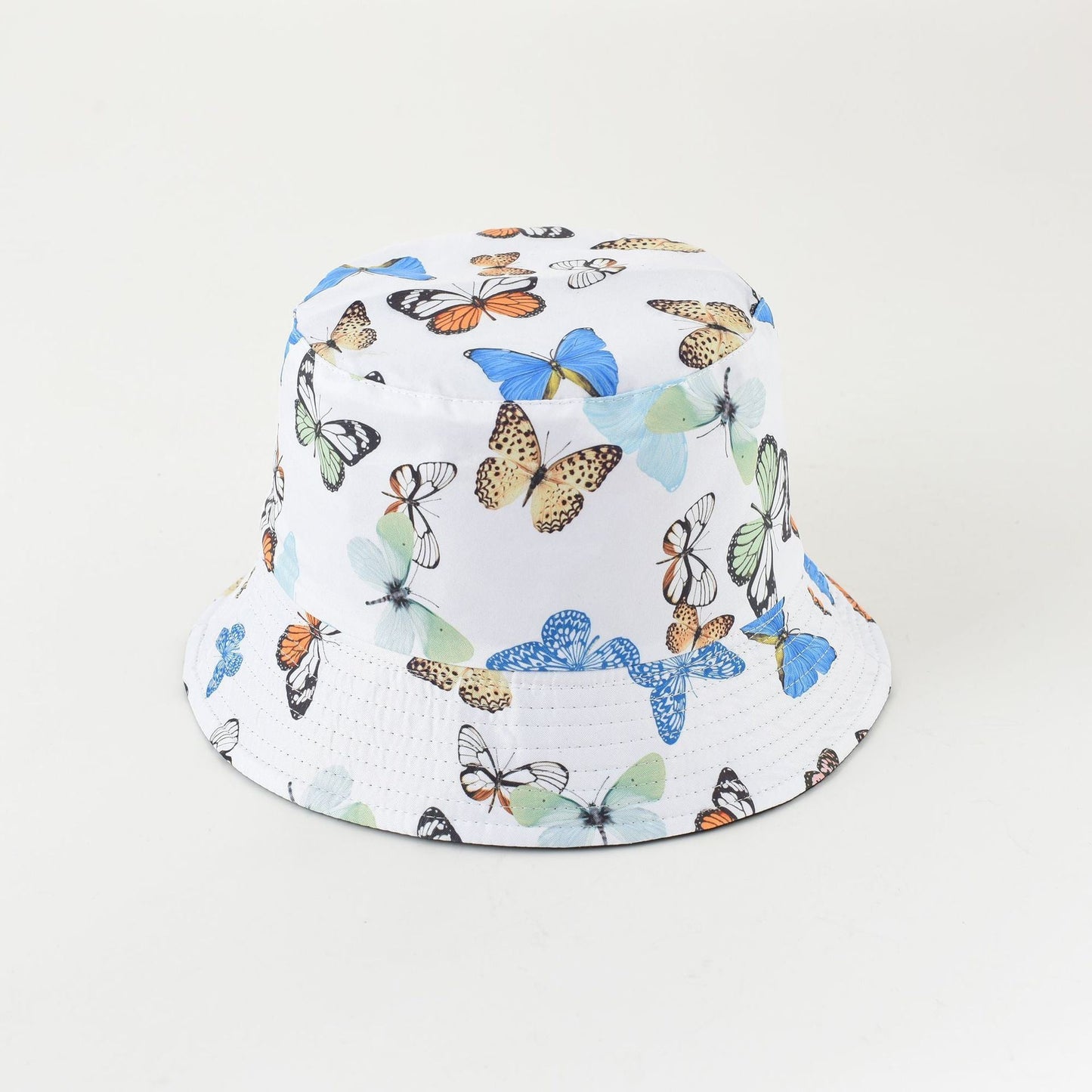 New hat spring and summer new leaves butterfly double-sided wearing fisherman hat basin hat leisure travel sun hat