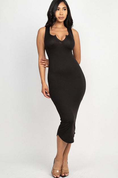 WOMEN SPLIT NECK TANK DRESS