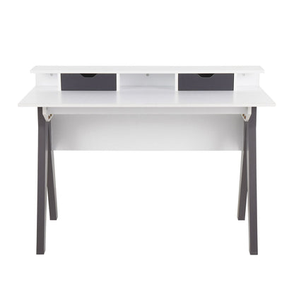 Wishbone Contemporary Desk in Grey and White Wood by