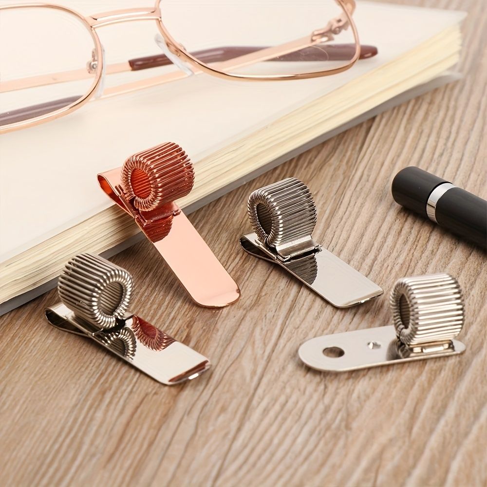 1pc Spring Pen Clip Metal Pencil Holder Single Hole Orifice Elastic Loop Portable Writing Stationery