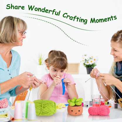 Succulents Crochet Kit Crochet Kit For Beginners DIY Knitting Supplies for Kids Adults 4 Patterns