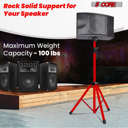 5 Core Speaker Stand Tripod Floor Tall Adjustable Up to 72 Inch DJ Studio Monitor Stands Pole Mount - SS ECO 1PK WOB