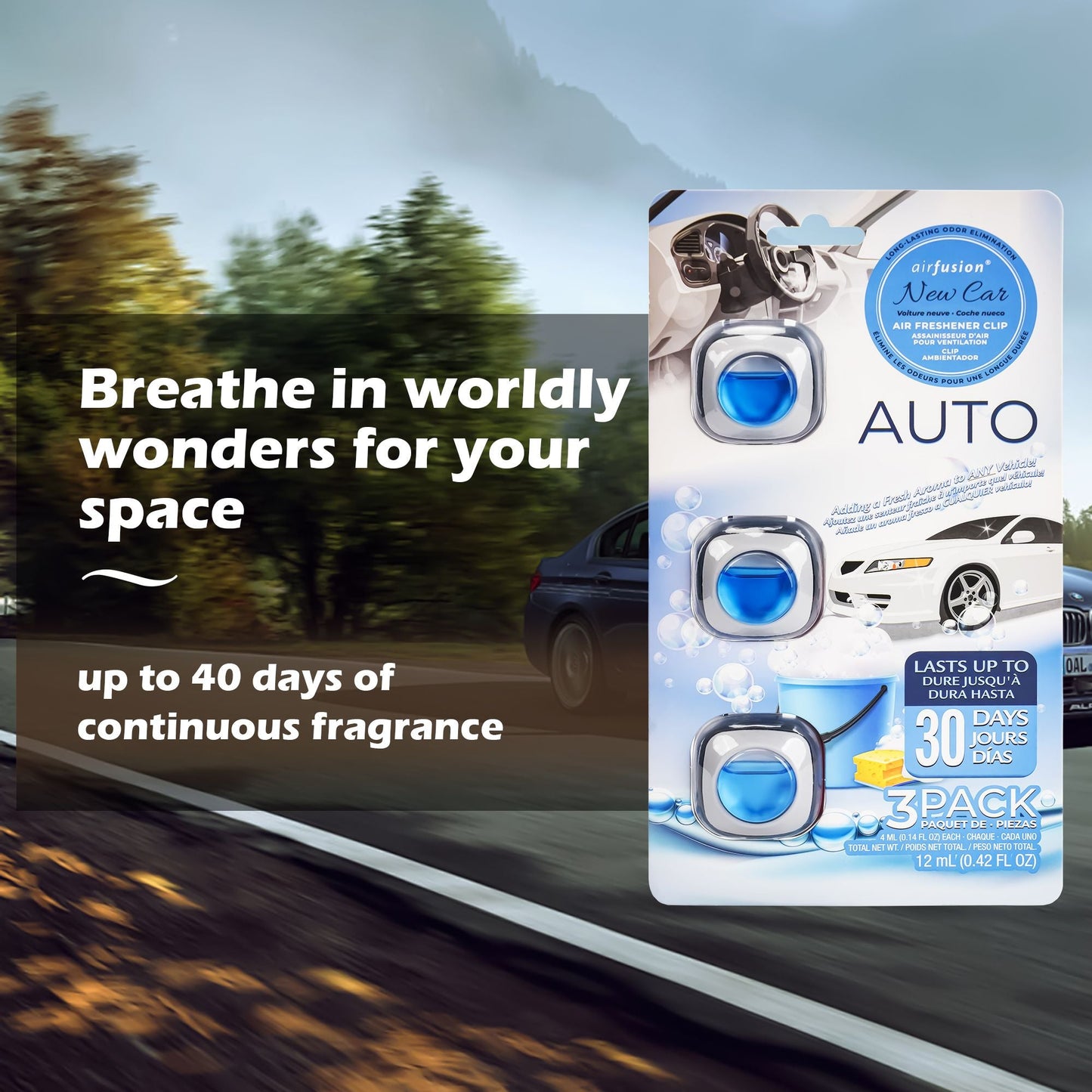 3 Pack Car Air Fresheners - Long Lasting Vent Clips For Men & Women, 3 Pack Up To 90 Days Fits All Car Refresher Odor Eliminator, New Car Scent Variety Pack