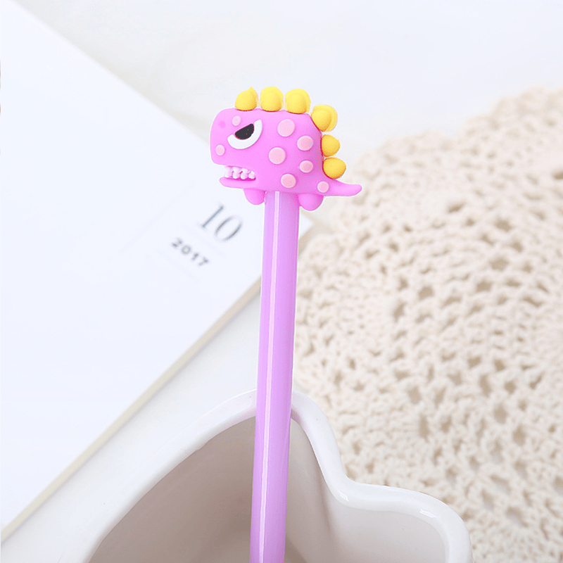 1pc/4pcs Creative Cartoon Tyrannosaurus Water Based Signature Pen Neutral Pen Gel Pen Learning Office Stationery 0.5mm Black Refill