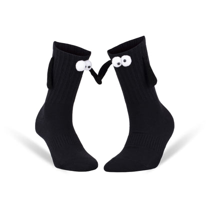 Magnetic Holding Hands Socks with Cartoon Eyes Couples Socks for Valentines Day 1 Pair