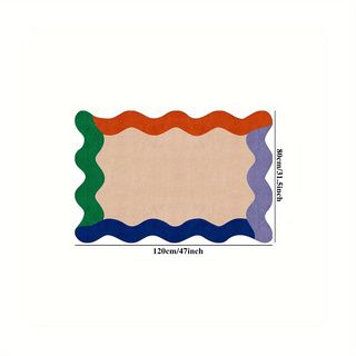 Large Modern Wave Design Area Mat - Soft Imitation Cashmere, 10mm Thick, 1000g/sq.m, Colorful Abstract Patterns, Perfect for Living Room, Bedroom, or Study, Machine Washable Polyester Material